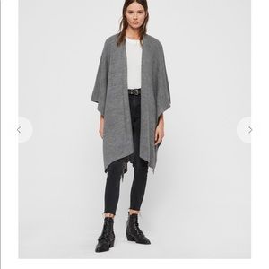 Allsaints Ruana ribbed waist tie shawl/cardigan